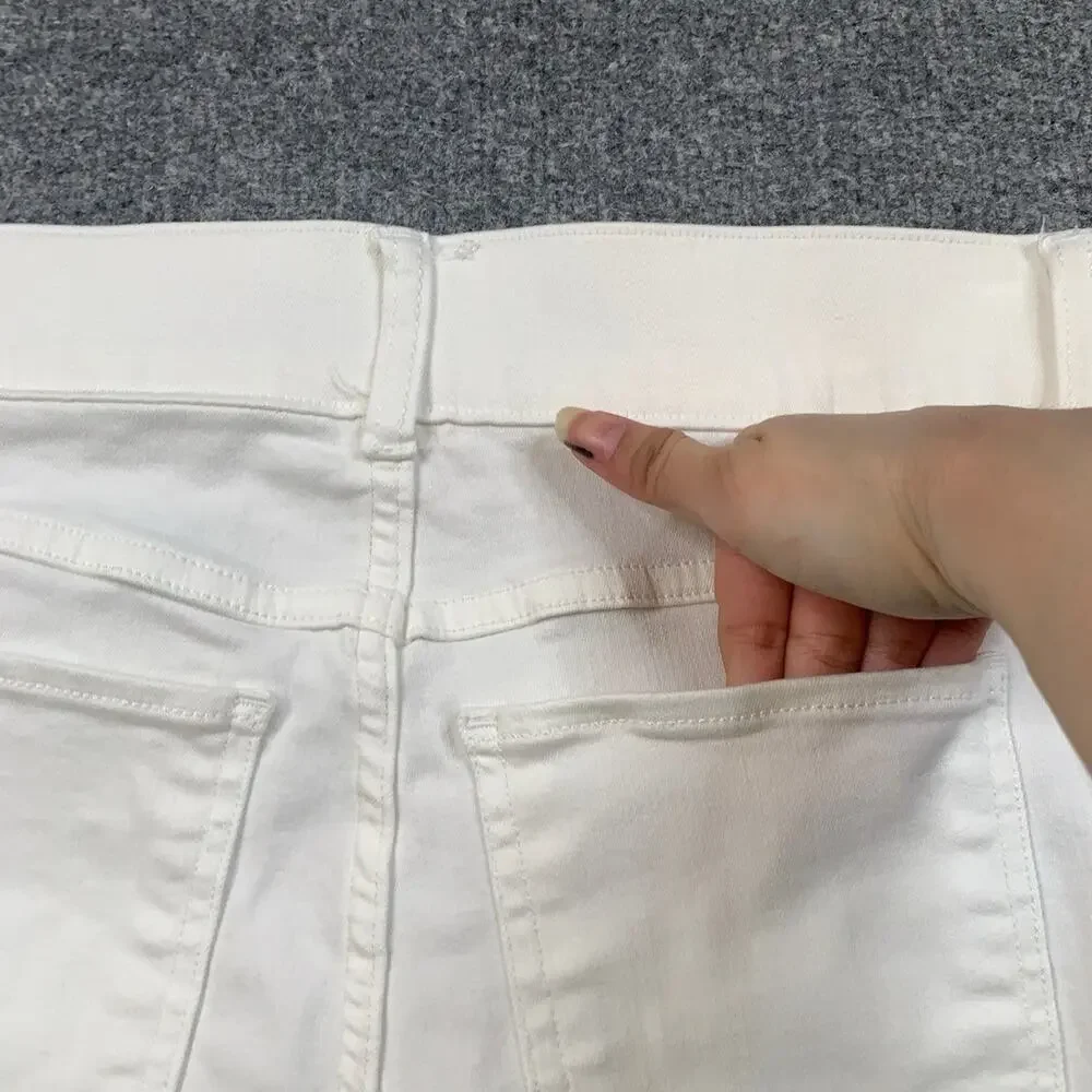 Spanx Jeans Womens M Medium White Denim Stretch Ankle Skinny High Rise Pull On